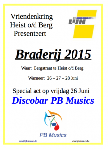 discobar PB Musics op braderij 2015 Heist o/d Berg vriendenkring De Lijn